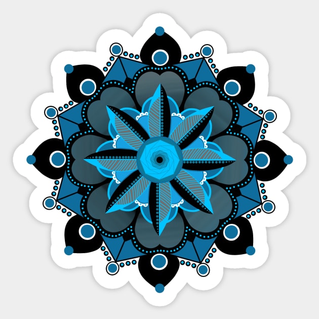 Blue Mandala Pattern, Bluedana Sticker by FreeSpiritMeg